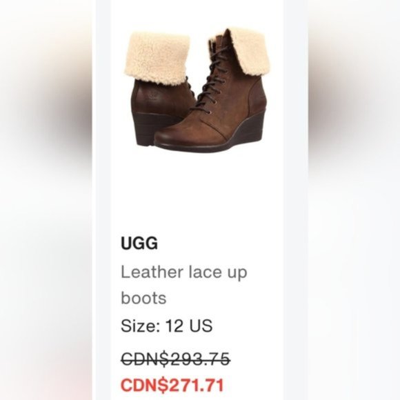 UGG "ZEA" Wedge Suede Leather Wool Waterproof Snow Boots- Size 8US - Picture 13 of 14